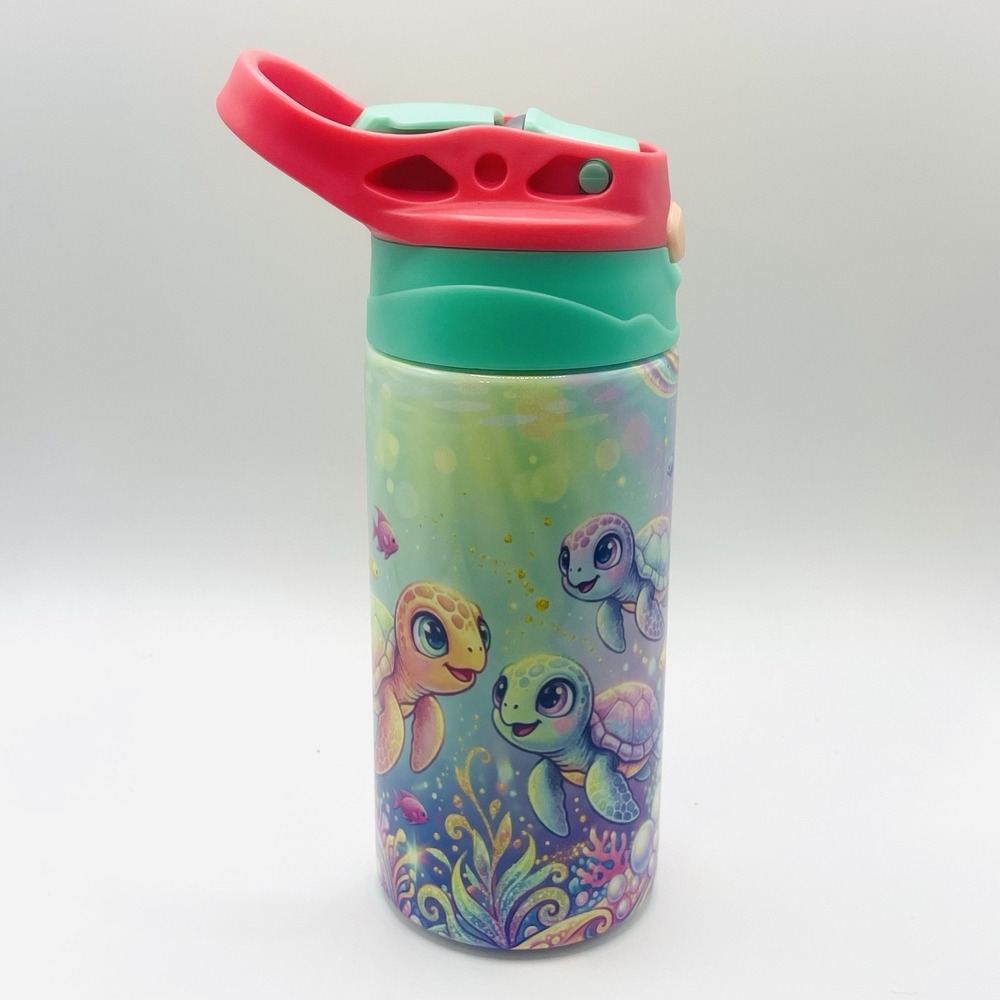 Cute Sea Turtle  12oz Kids Cup Water bottle Sippy Cold And Hot Spill Proof Lid